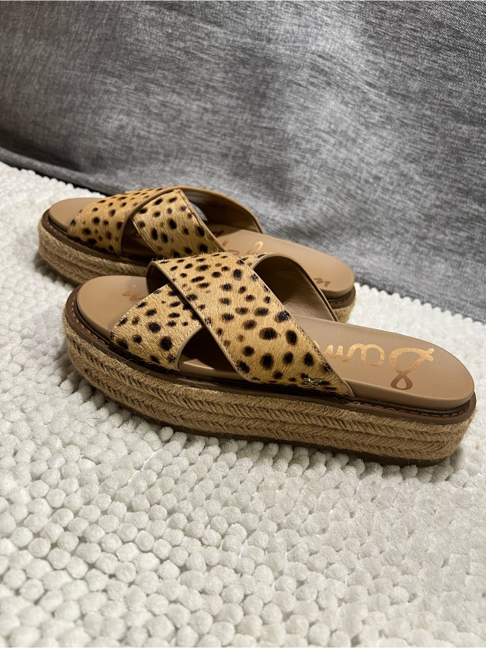 Sam Edelman Leopard-Print Espadrille Slide Sandals - Tan/Black